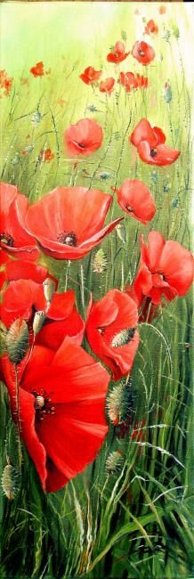Painting titled "Coquelicots" by Marcel Boos, Original Artwork