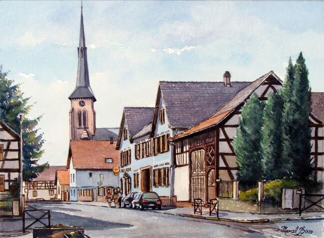 Peinture intitulée "Weitbruch 3  Villag…" par Marcel Boos, Œuvre d'art originale