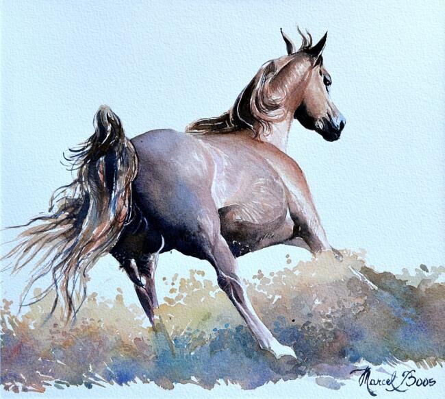 Pintura titulada "Cheval_5bbr.jpg" por Marcel Boos, Obra de arte original, Oleo