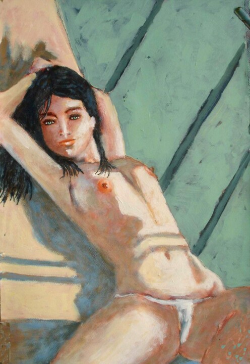 Schilderij getiteld "MALY - LA SIESTE" door Marcel Clerc, Origineel Kunstwerk, Acryl