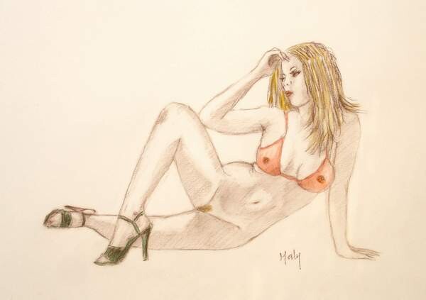 Drawing titled "NU ASSIS" by Marcel Clerc, Original Artwork, Other