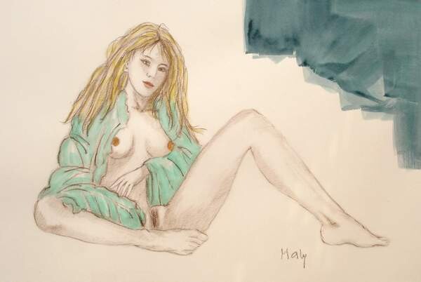 Drawing titled "NU ASSIS" by Marcel Clerc, Original Artwork, Other