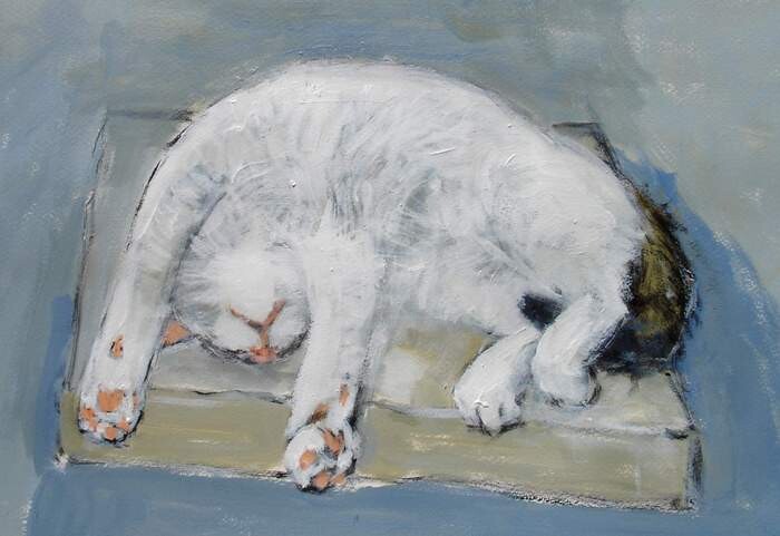 Painting titled "MALY - LE CHAT" by Marcel Clerc, Original Artwork, Acrylic