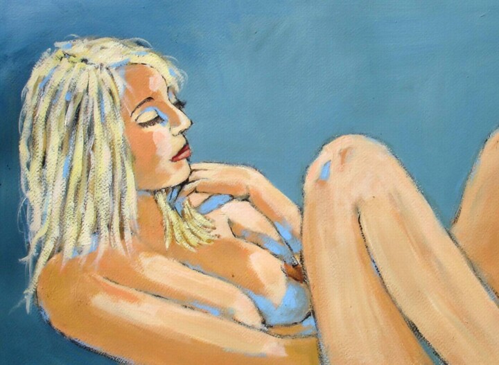 Painting titled "NU RELAXE" by Marcel Clerc, Original Artwork