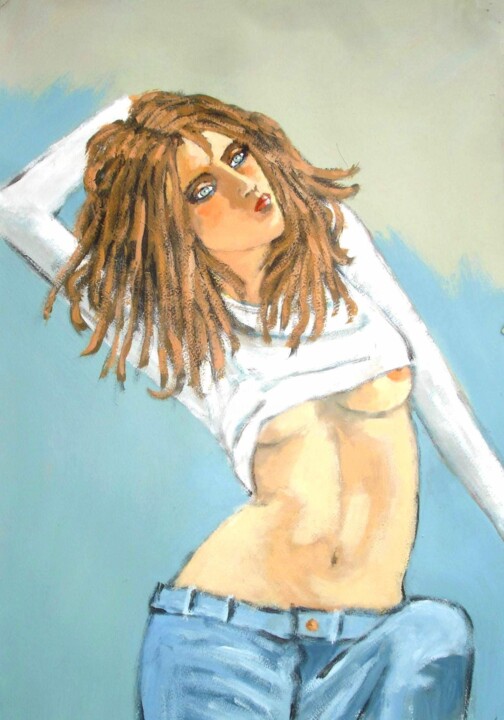 Painting titled "MALY -LE JEANS" by Marcel Clerc, Original Artwork