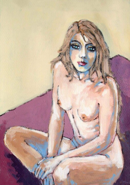 Painting titled "MALY - LA POSE" by Marcel Clerc, Original Artwork