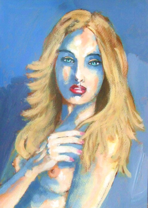 Malerei mit dem Titel "LA BLONDE" von Marcel Clerc, Original-Kunstwerk, Acryl