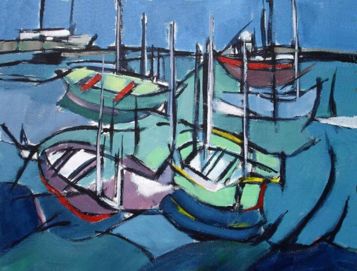 Painting titled "LES BARQUES" by Marcel Clerc, Original Artwork, Acrylic