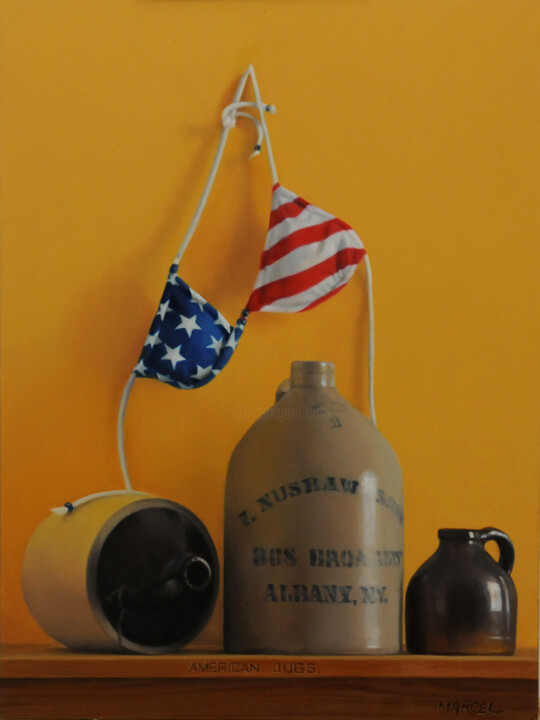 绘画 标题为“American Jugs” 由Marcel Franquelin, 原创艺术品, 油