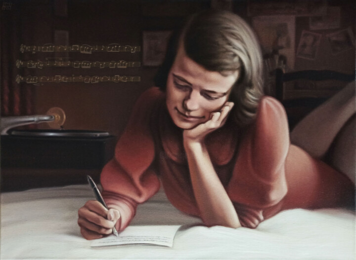 Peinture intitulée "Sophie Scholl - ''W…" par Marcel Heinze, Œuvre d'art originale, Huile