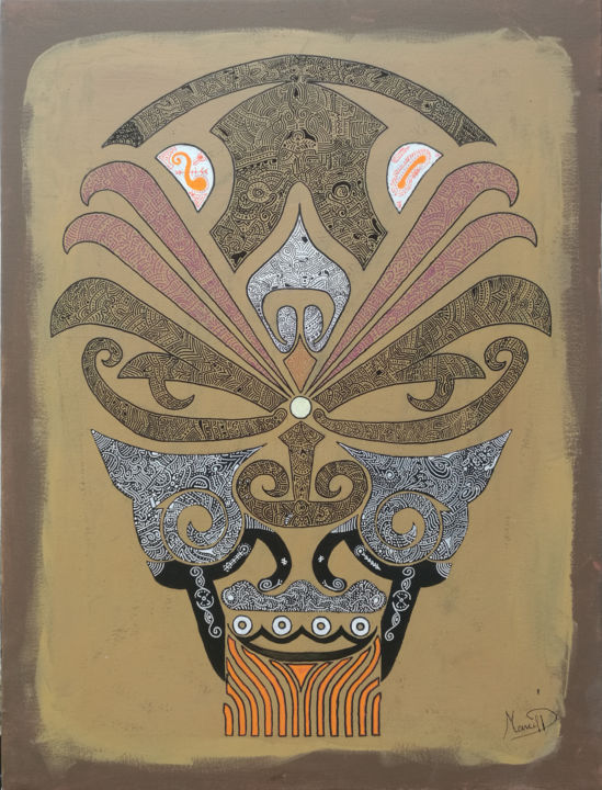 Painting titled "Original skull" by Marcel Pi, Original Artwork, Acrylic Mounted on Wood Stretcher frame