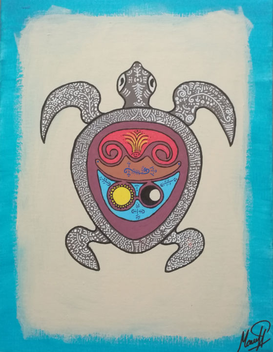 Painting titled "Opus alba turtle" by Marcel Pi, Original Artwork, Acrylic