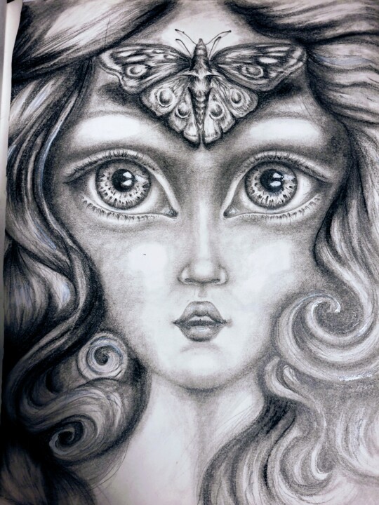 Drawing titled "Hipnosis" by Marcela Leon, Original Artwork, Pencil