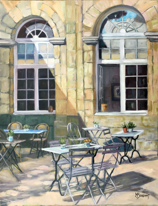 Painting titled "Terrasse au château…" by Marcela Bausson, Original Artwork, Oil