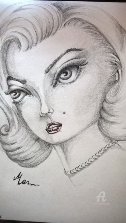 Drawing titled "MARILYN" by Marcela Leon, Original Artwork, Graphite