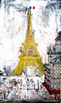 Pintura titulada ""La Torre de Paris"…" por Marcela Mumet, Obra de arte original