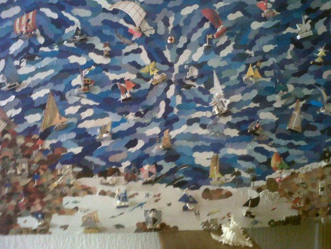 Painting titled "Les petits bateaux…" by Marceline Odet, Original Artwork