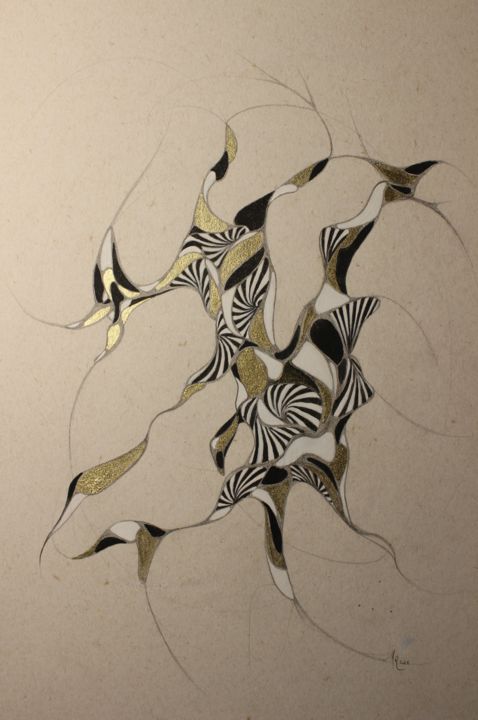 Dessin intitulée "drôles de zèbres" par Marceline Robert, Œuvre d'art originale, Graphite