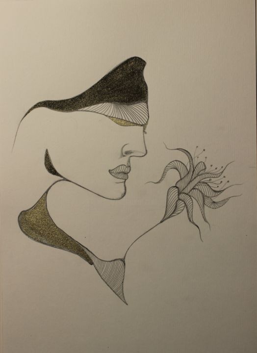 Drawing titled "capucine" by Marceline Robert, Original Artwork, Graphite