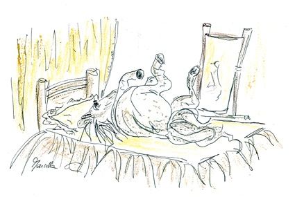 Disegno intitolato "jument dans son lit" da Marcella M, Opera d'arte originale, Altro