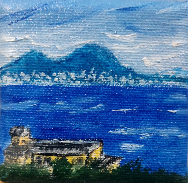 Картина под названием "Il Golfo da Posilli…" - Marcella Molea, Подлинное произведение искусства, Гелевая ручка