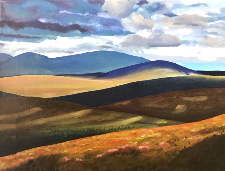 Painting titled "Cairngorms Scotland" by Marcella Marais, Original Artwork, Oil