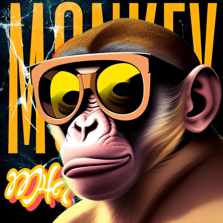 Digitale Kunst mit dem Titel "monkey M4" von Marcello Quarta, Original-Kunstwerk, Digitale Collage