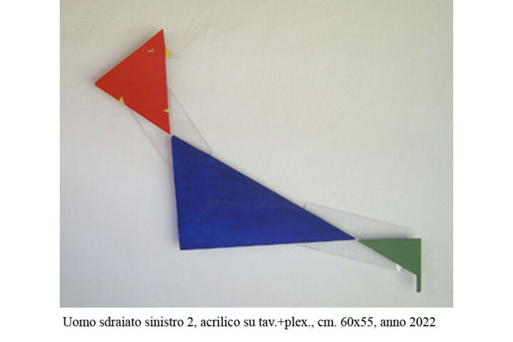 Ζωγραφική με τίτλο "Uomo sdraiato sinis…" από Marcello Aprea, Αυθεντικά έργα τέχνης, Ακρυλικό Τοποθετήθηκε στο Ξύλινο πάνελ