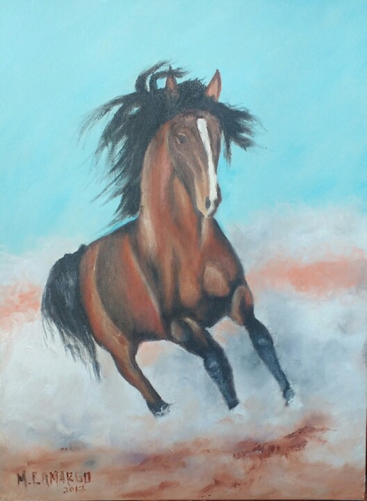 Картина под названием "Horse" - Marcelo Camargo, Подлинное произведение искусства, Масло