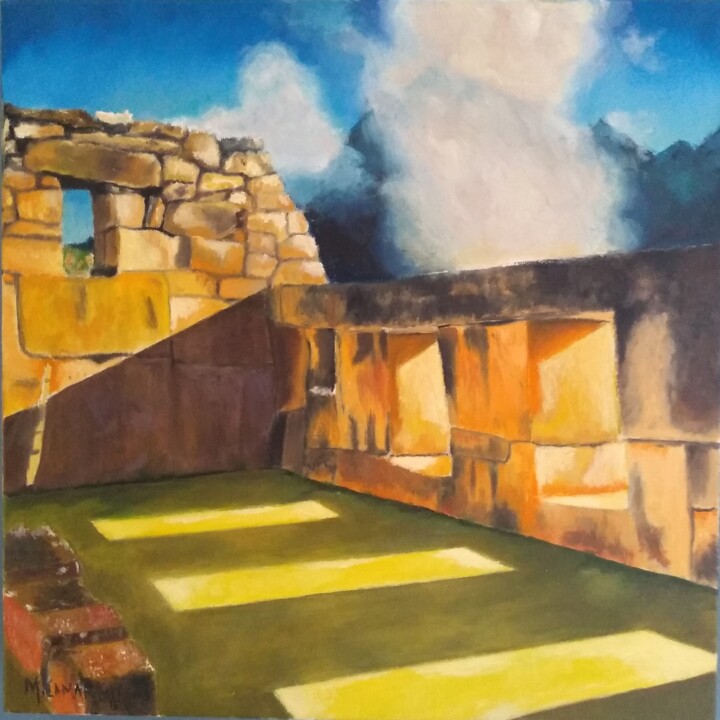 Schilderij getiteld "Machu Picchu" door Marcelo Camargo, Origineel Kunstwerk, Olie