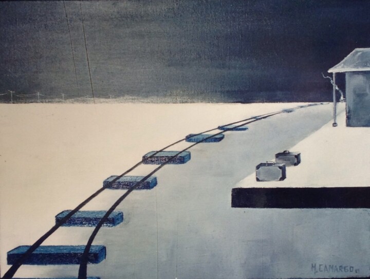 Painting titled "Estação do Deserto" by Marcelo Camargo, Original Artwork