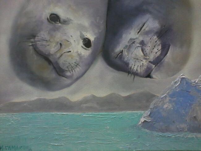 Schilderij getiteld "Antártica" door Marcelo Camargo, Origineel Kunstwerk, Olie