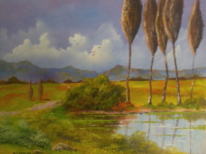 Painting titled "Retiro" by Marcelo Camargo, Original Artwork, Oil