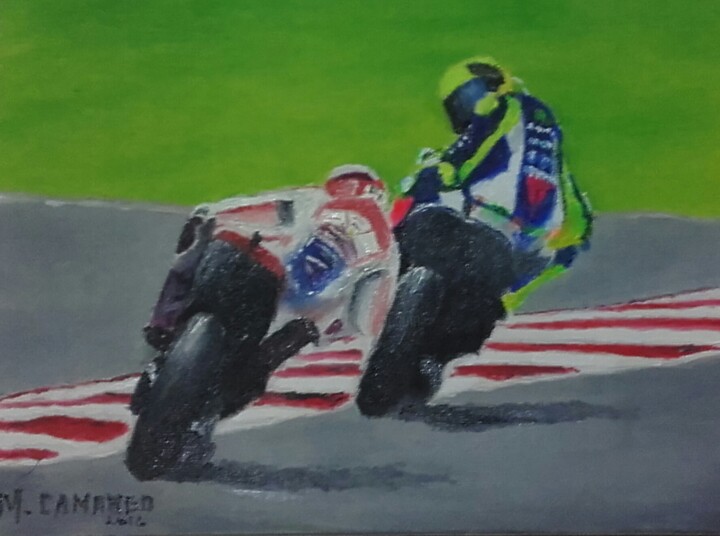 Painting titled "Rossi and Marquez" by Marcelo Camargo, Original Artwork