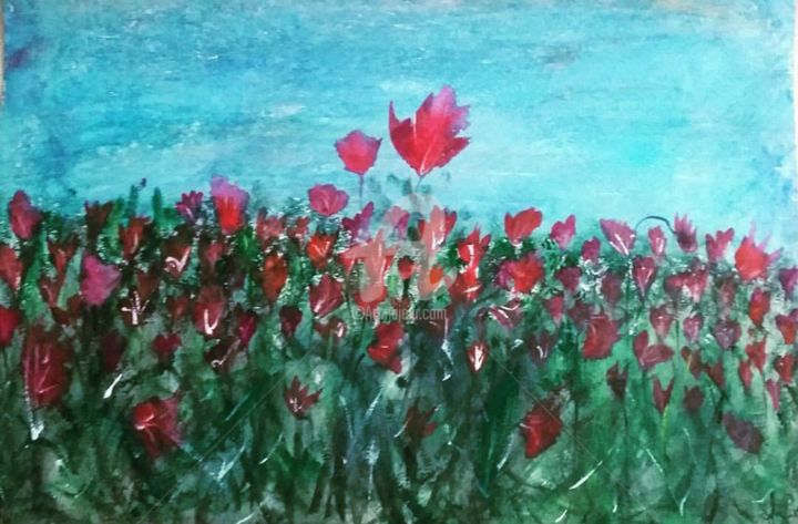 Painting titled ""Flowering"" by Marcelo Liberato, Original Artwork, Watercolor