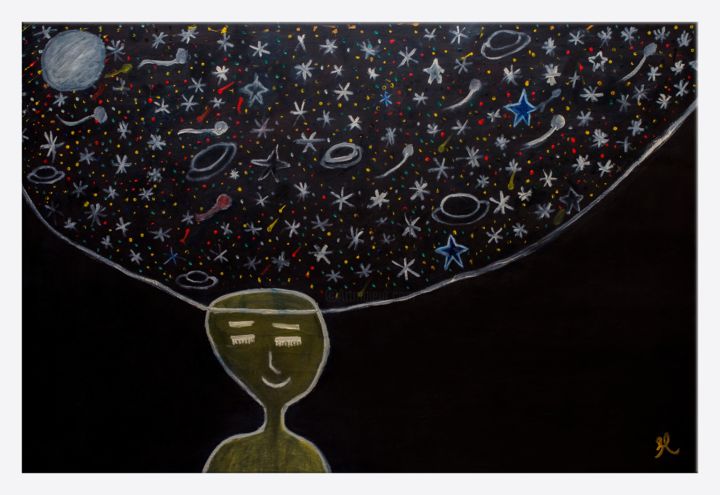 Pintura intitulada "O Menimo e o Univer…" por Marcelo Theodoro, Obras de arte originais, Acrílico
