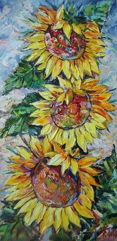 Painting titled "Sunflowers" by Marchell, Original Artwork