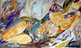 Painting titled "Nude" by Marchell Yameliev, Original Art,
