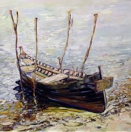Malarstwo zatytułowany „Old boat” autorstwa Marchell Yameliev, Oryginalna praca