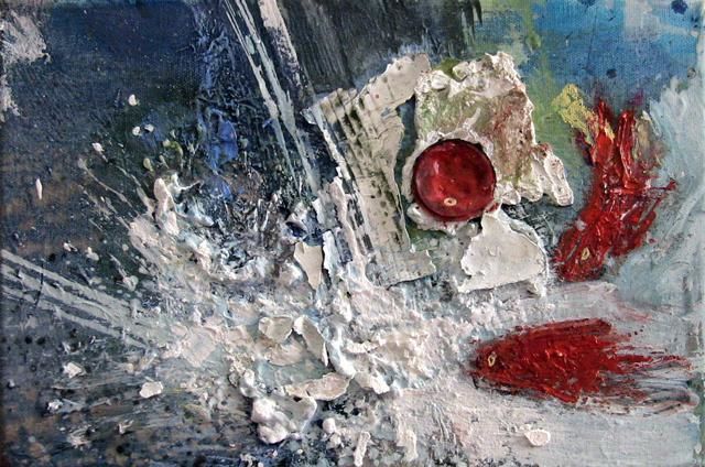Painting titled "impact en surface" by Marc Hernandez, Original Artwork, Oil