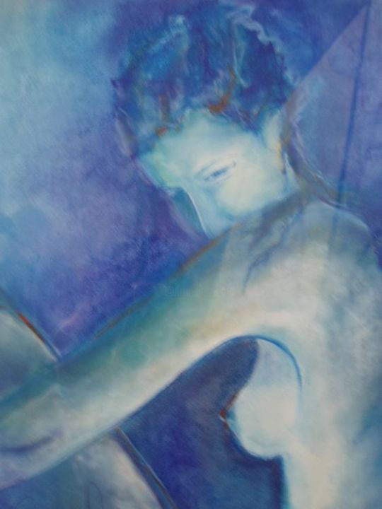 Peinture intitulée "nu bleu" par Marie-Ange Marchini, Œuvre d'art originale,