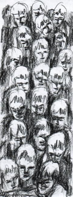 Drawing titled "Crowd" by Marcial, Original Artwork
