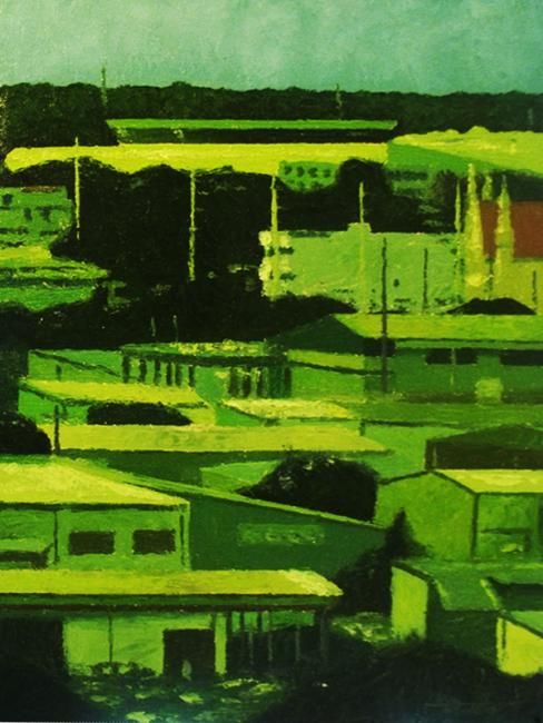 Painting titled ""Industrial" Guam" by Marcial, Original Artwork