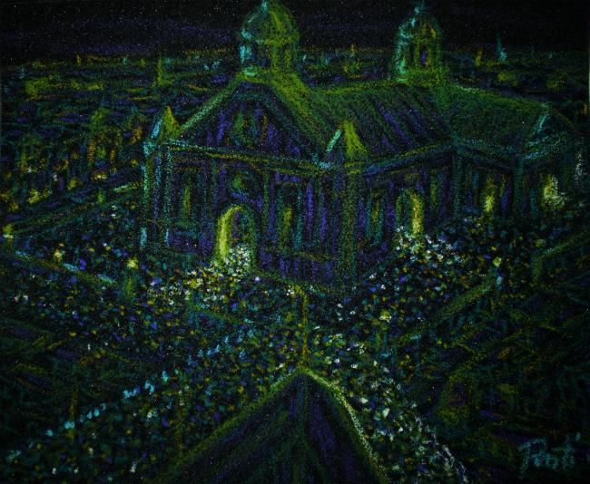 Рисунок под названием "Night Mass Series 4" - Marcial, Подлинное произведение искусства