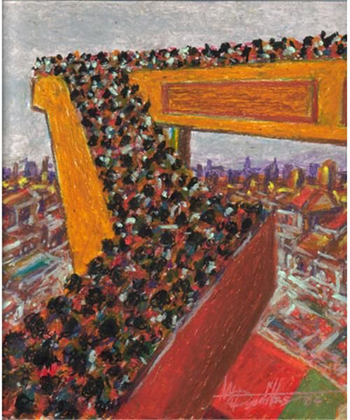 Dibujo titulada "Over pass crowd ser…" por Marcial, Obra de arte original