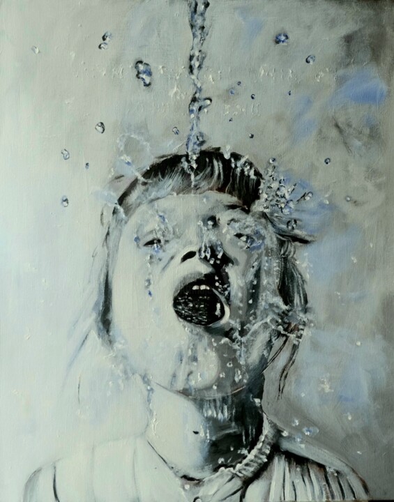 Painting titled "Rain II" by Marcin Grzelczak, Original Artwork, Oil
