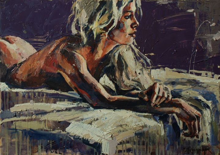 Malerei mit dem Titel "Night 1" von Marcin Mikołajczak, Original-Kunstwerk, Öl
