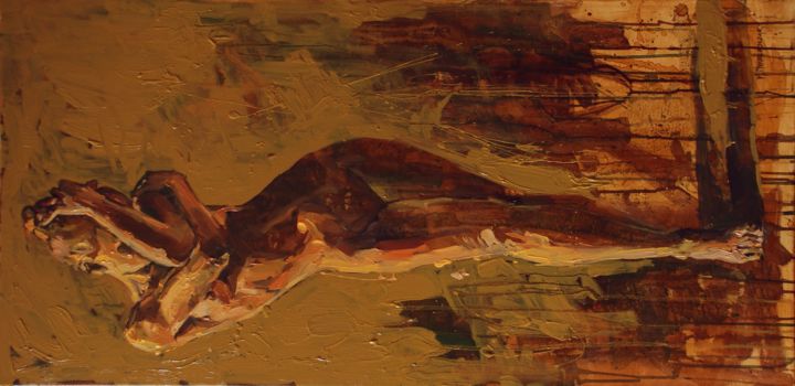 Painting titled "WOMAN IN THE SHADE" by Marcin Mikołajczak, Original Artwork