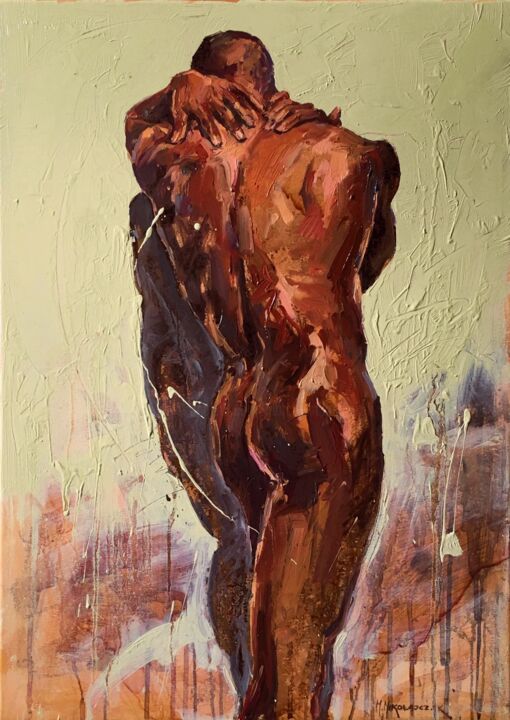 Painting titled "Athlete" by Marcin Mikołajczak, Original Artwork, Oil