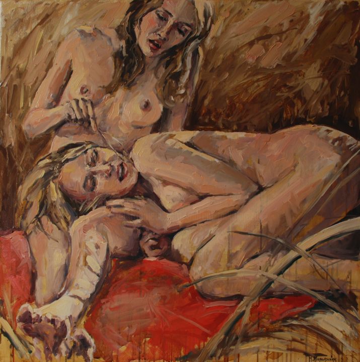 Painting titled "Dalliance" by Marcin Mikołajczak, Original Artwork, Oil